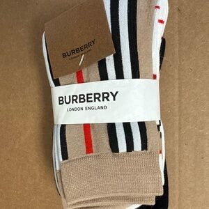 Burberry Men's Casual Socks - Tan, Black, White, Red